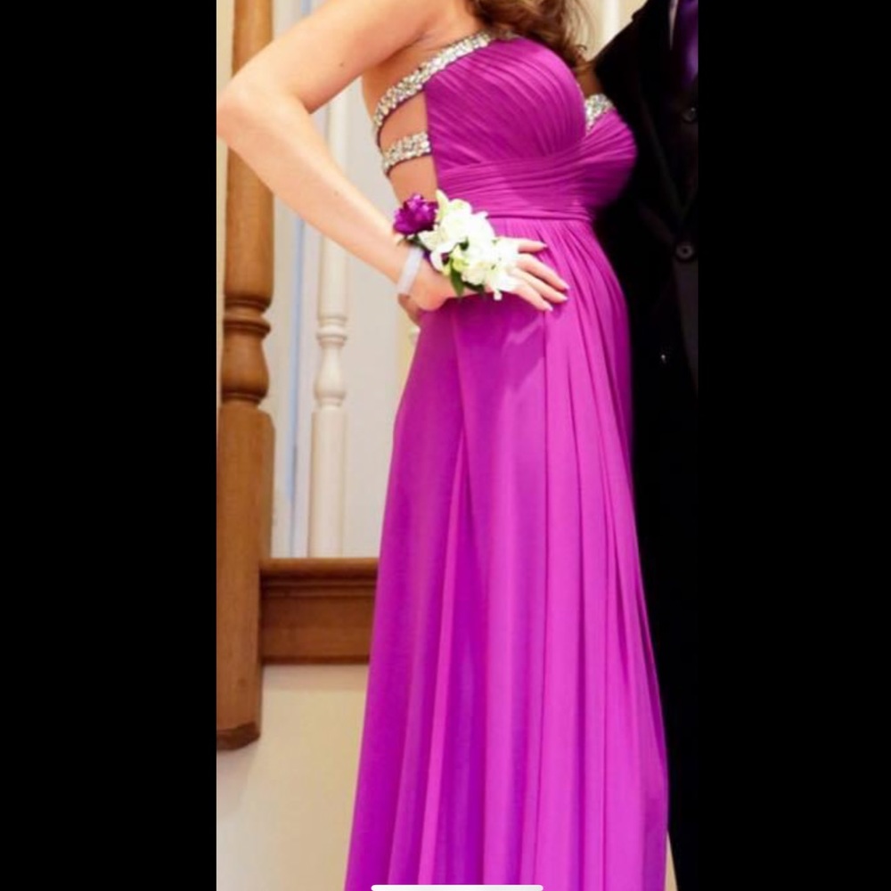 La Femme rhinestone purple dress